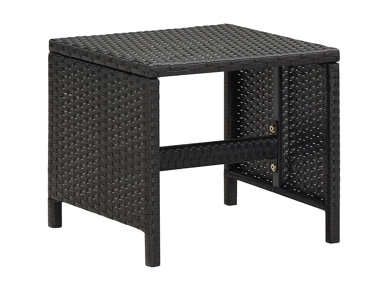 Tabourets de jardin 4 pcs avec coussins Résine tressée Noir