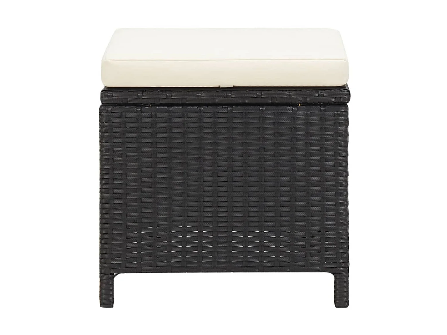 Tabourets de jardin 4 pcs avec coussins Résine tressée Noir