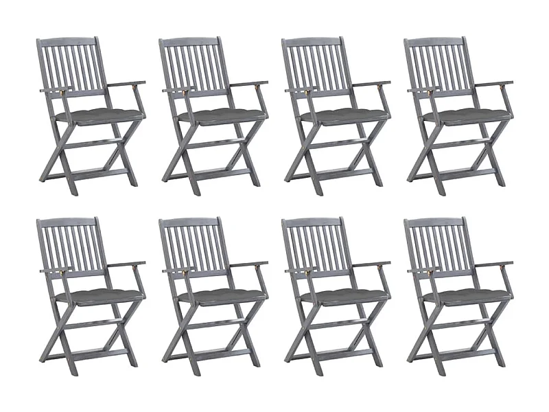 Chaises pliables d'extérieur 8 pcs avec coussins Bois d'acacia 31