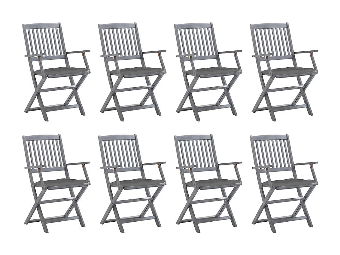 Chaises pliables d'extérieur 8 pcs avec coussins Bois d'acacia 31