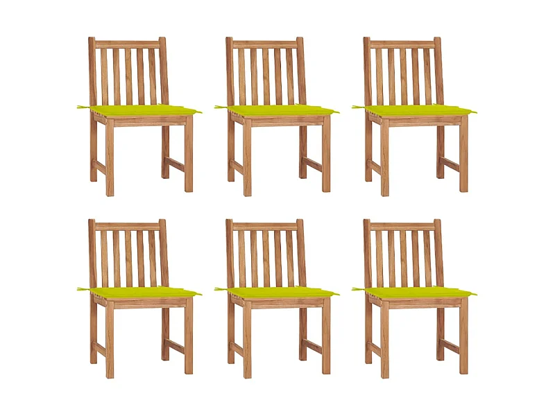 Chaises de jardin 6 pcs avec coussins Bois de teck massif 18