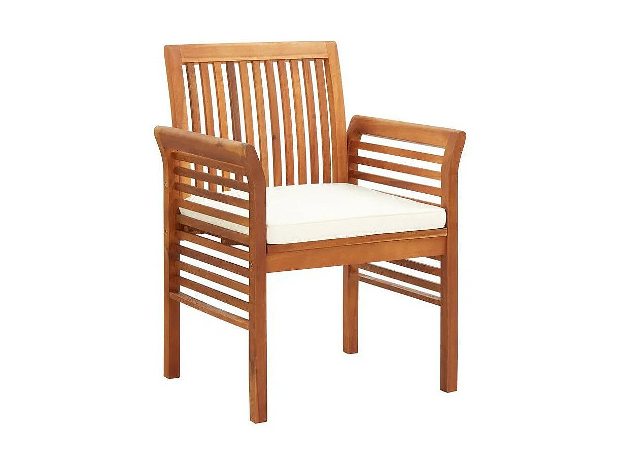 Chaise de jardin tissu blanc et acacia massif Tulak - Lot de 2