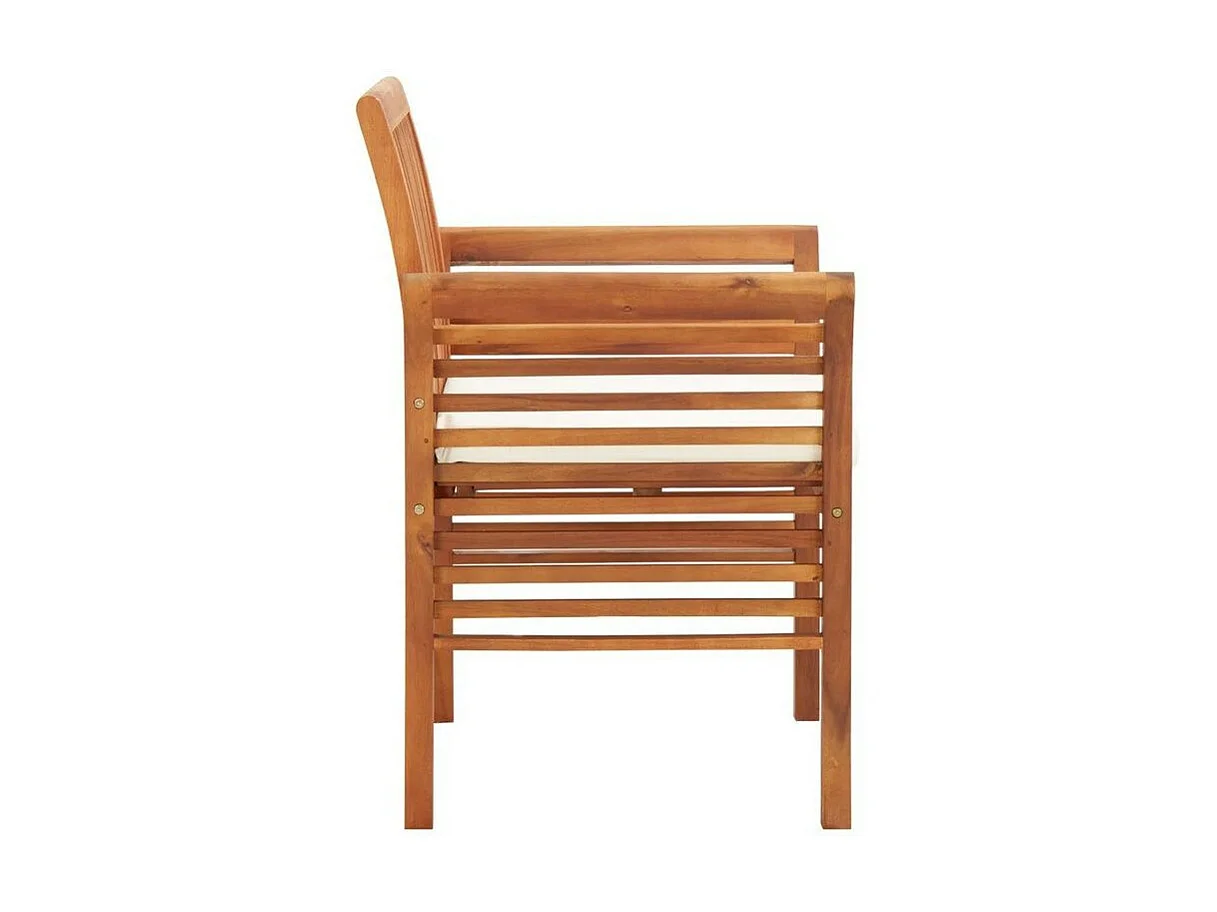 Chaise de jardin tissu blanc et acacia massif Tulak - Lot de 2