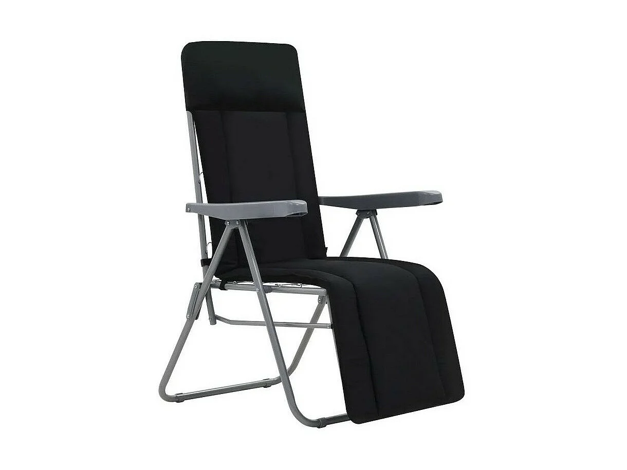 Chaise de jardin pliable tissu noir et métal Ralsa - Lot de 2