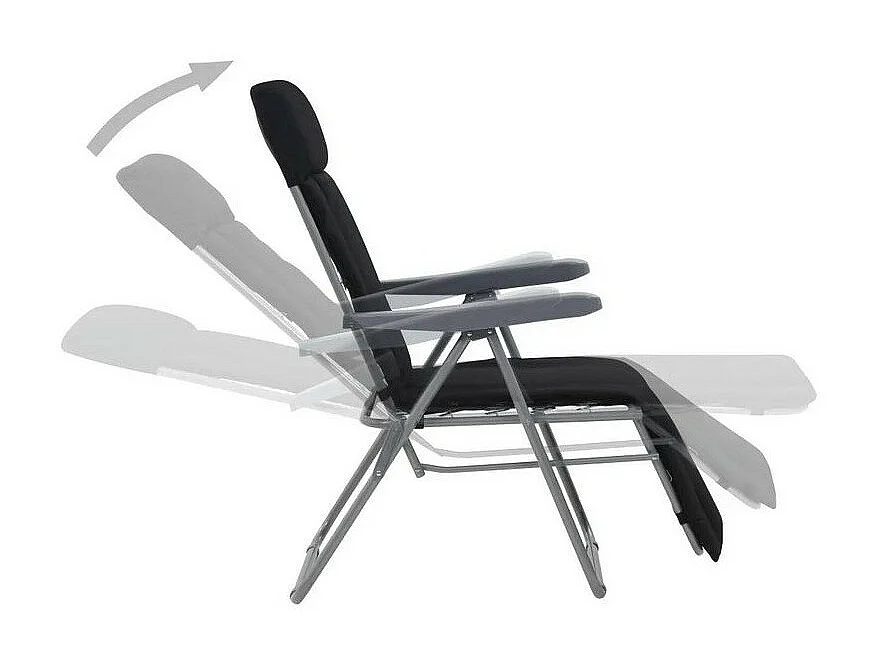 Chaise de jardin pliable tissu noir et métal Ralsa - Lot de 2