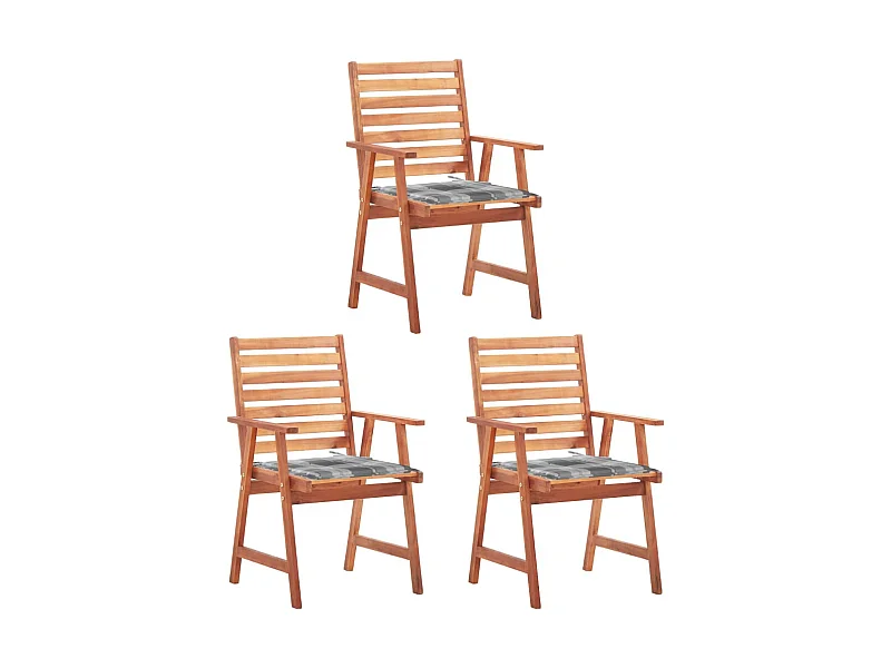 Chaises à dîner d'extérieur 3 pcs avec coussins Acacia massif 36