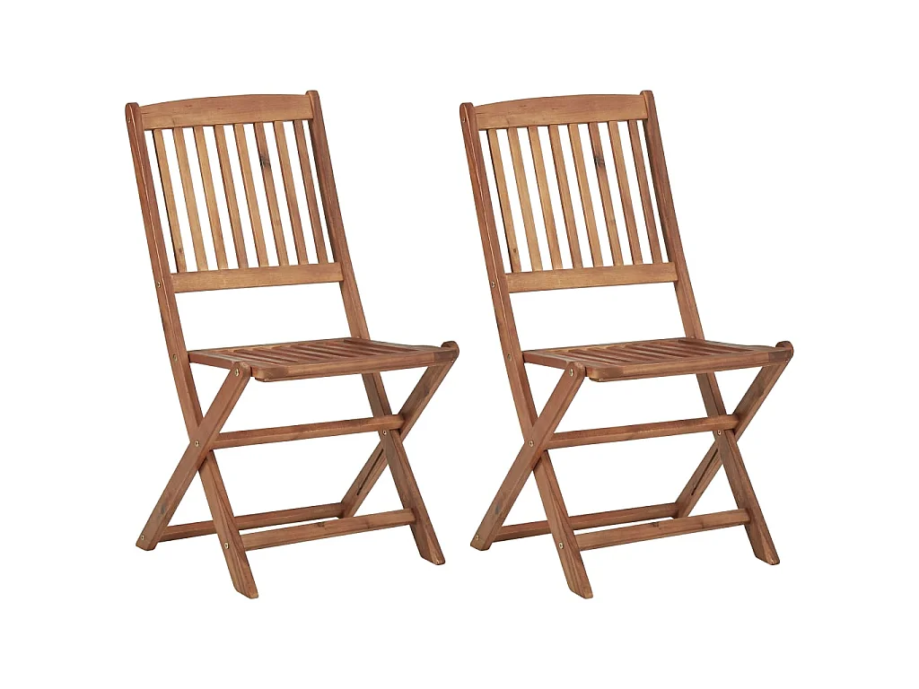 Chaises pliables de jardin 2 pcs avec coussins Bois d'acacia 25
