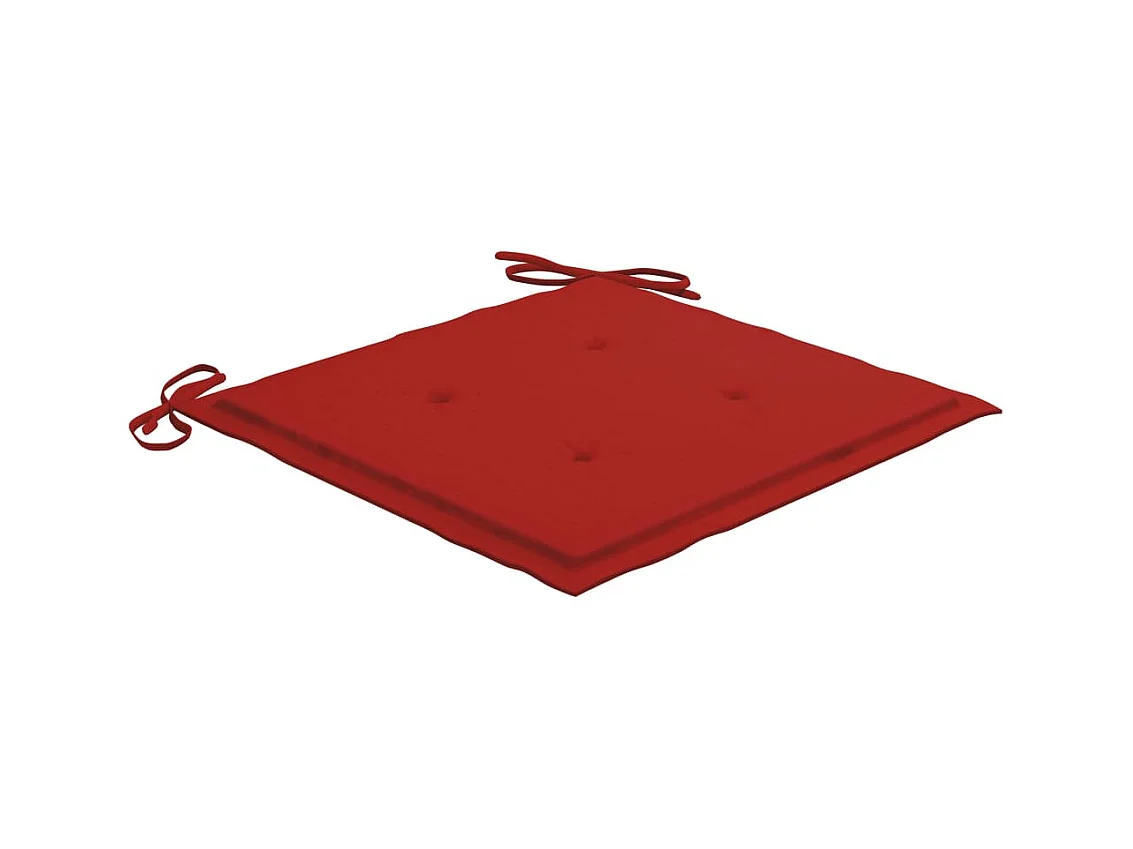 Chaises de jardin avec coussins rouge 4 pcs Bois de teck massif 3