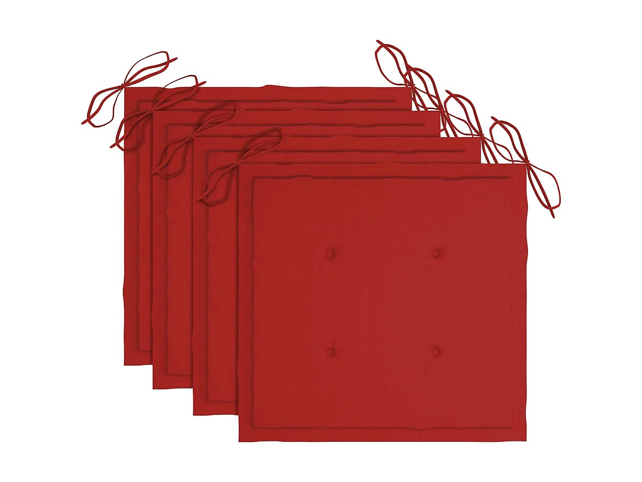 Chaises de jardin avec coussins rouge 4 pcs Bois de teck massif 3