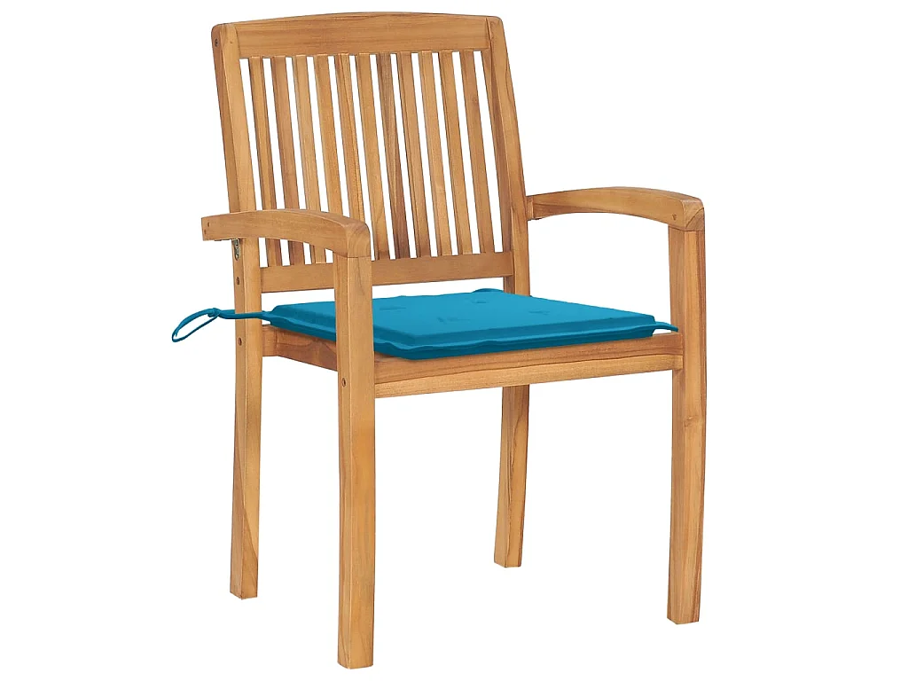 Chaises de jardin empilables avec coussins 6 pcs Teck solide 55