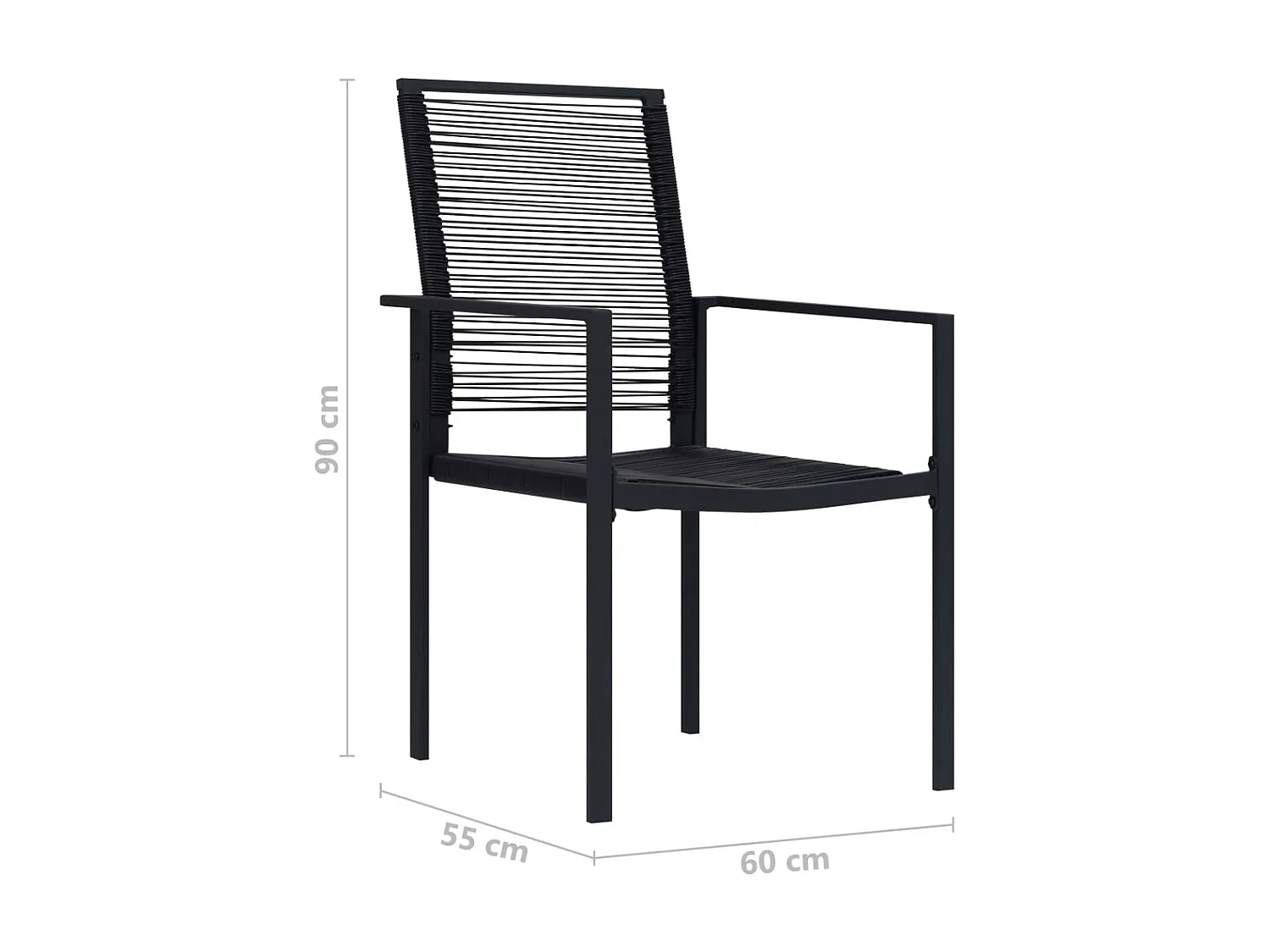 Chaises de jardin 2 pcs Rotin PVC Noir