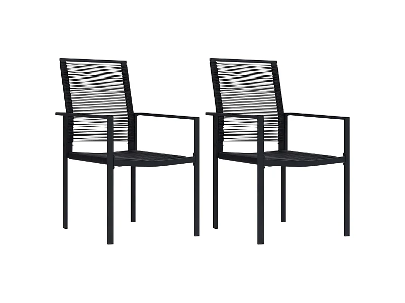 Chaises de jardin 2 pcs Rotin PVC Noir