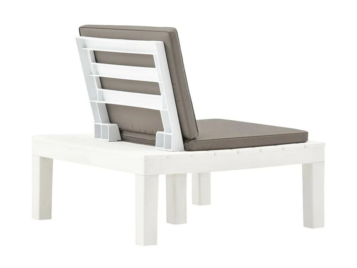 Chaise de salon de jardin avec coussin Plastique Blanc