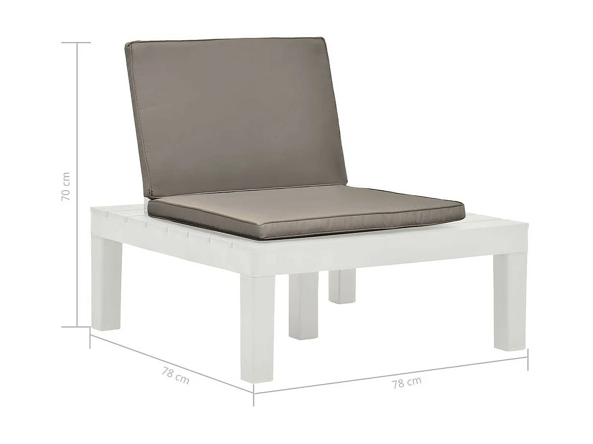 Chaise de salon de jardin avec coussin Plastique Blanc