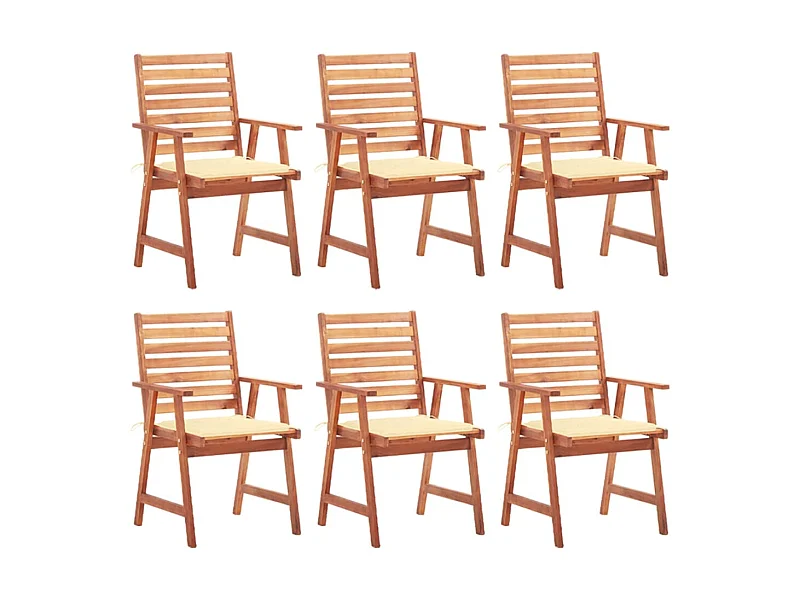 Chaises à dîner d'extérieur 6 pcs avec coussins Acacia massif 14