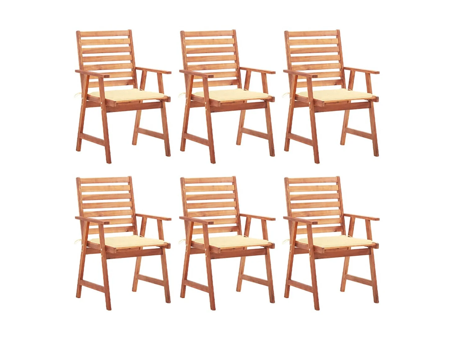 Chaises à dîner d'extérieur 6 pcs avec coussins Acacia massif 14