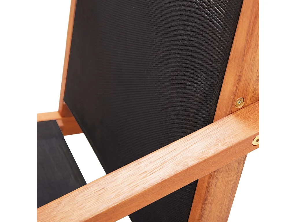 Chaise de jardin Noir Bois d'eucalyptus solide et textilène
