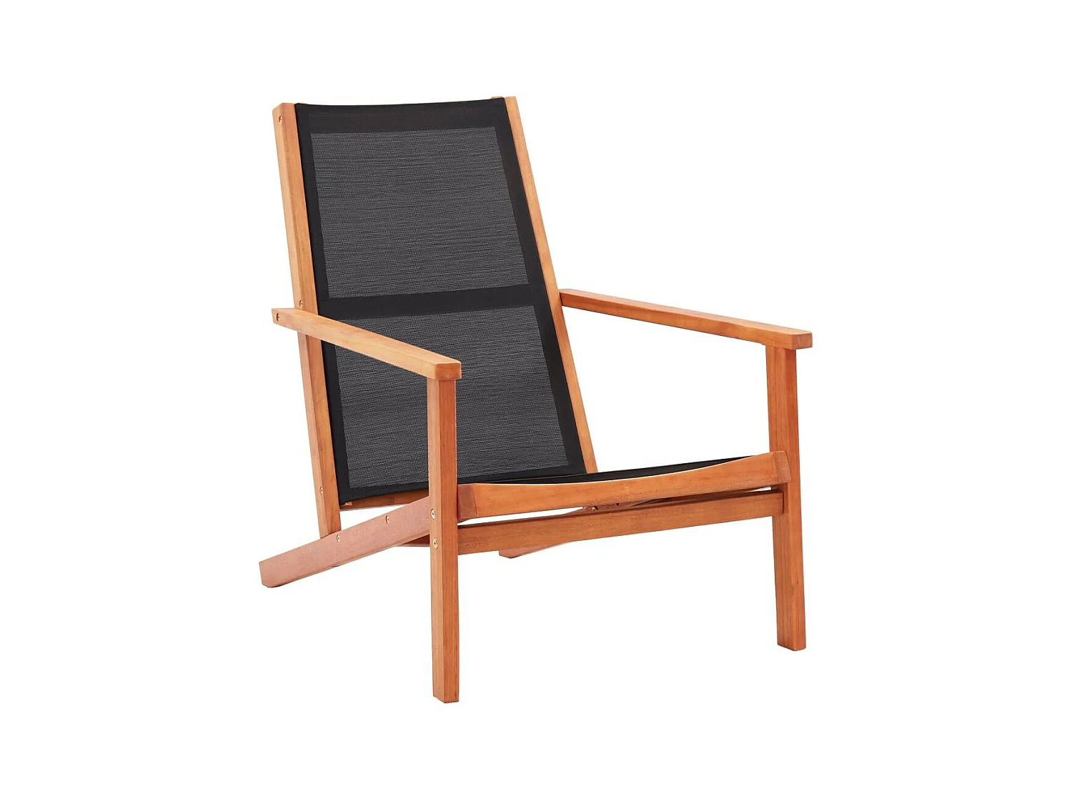 Chaise de jardin Noir Bois d'eucalyptus solide et textilène