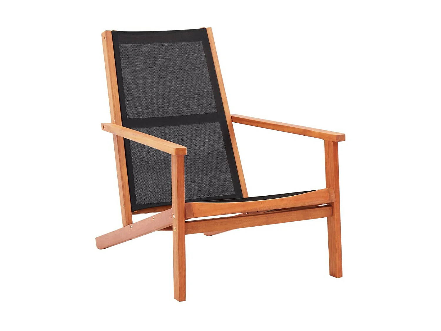 Chaise de jardin Noir Bois d'eucalyptus solide et textilène