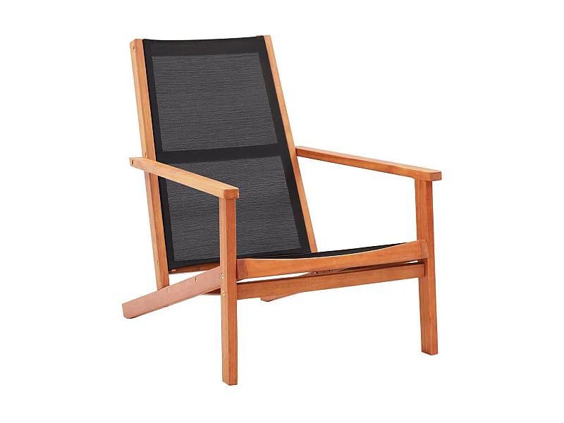 Chaise de jardin Noir Bois d'eucalyptus solide et textilène
