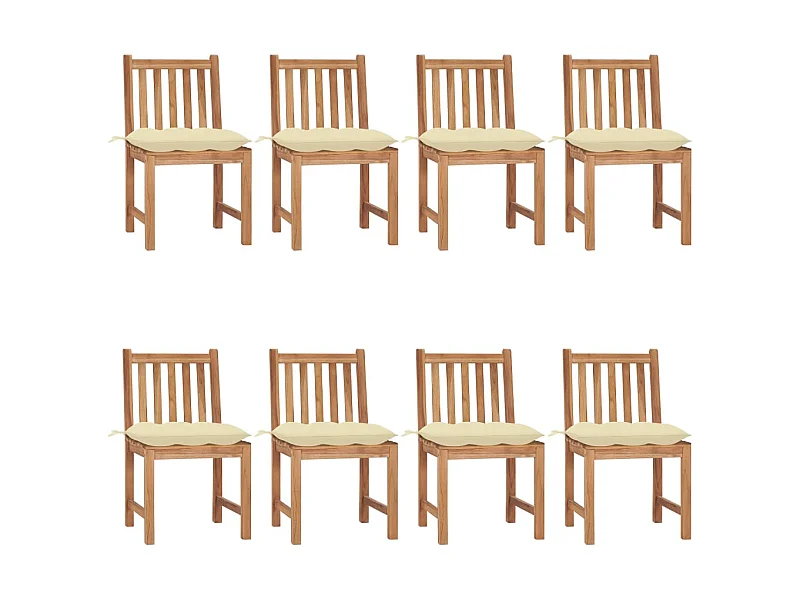 Chaises de jardin 8 pcs avec coussins Bois de teck massif 17