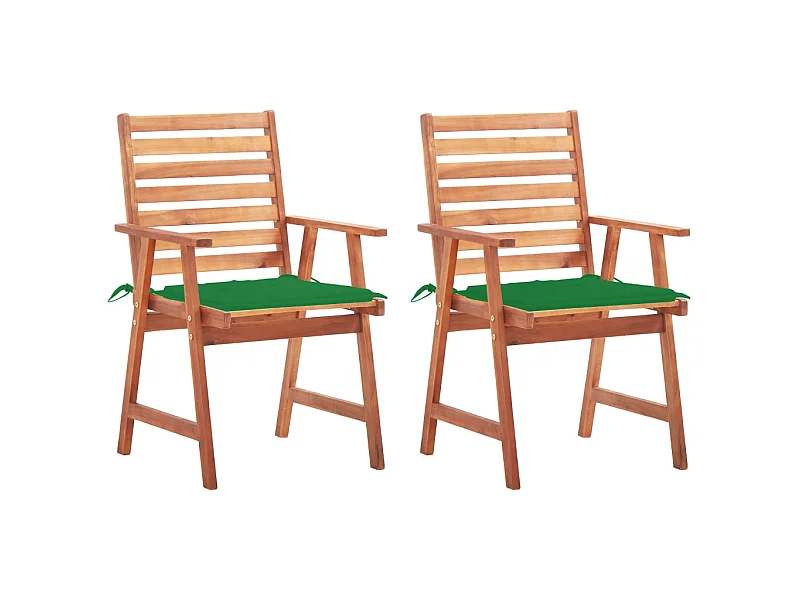 Chaises à dîner d'extérieur 2 pcs avec coussins Acacia massif 24