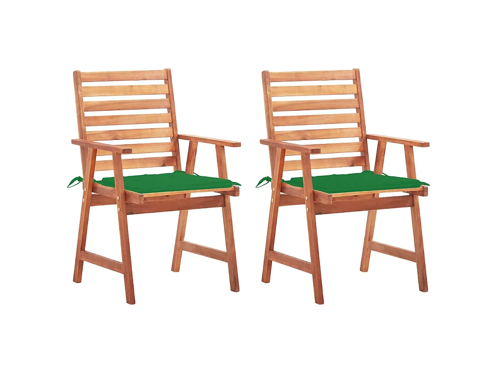 Chaises à dîner d'extérieur 2 pcs avec coussins Acacia massif 24