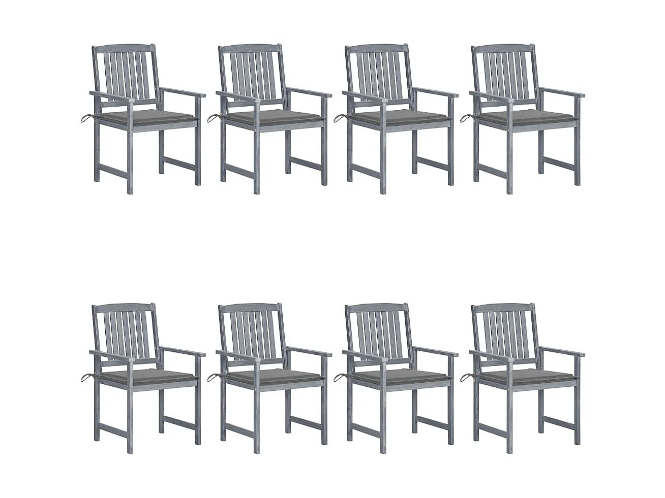 Chaises de jardin avec coussins 8 pcs Bois d'acacia solide Gris 27