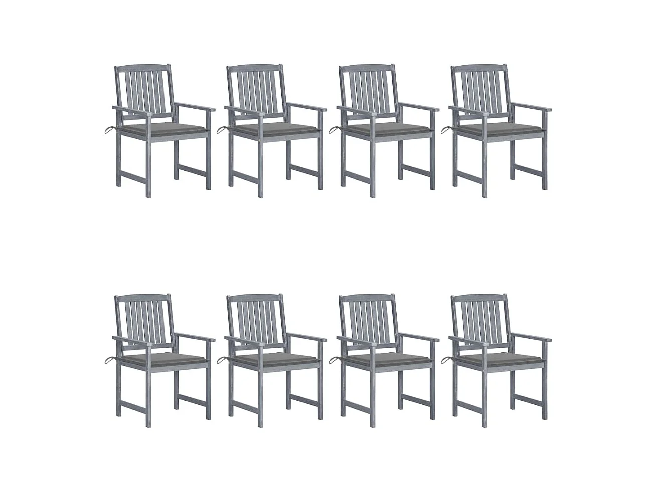 Chaises de jardin avec coussins 8 pcs Bois d'acacia solide Gris 27
