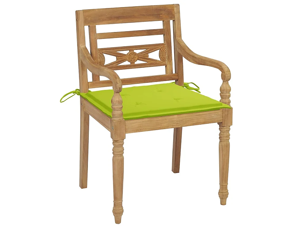 Chaises Batavia avec coussins 6 pcs Bois de teck solide 15