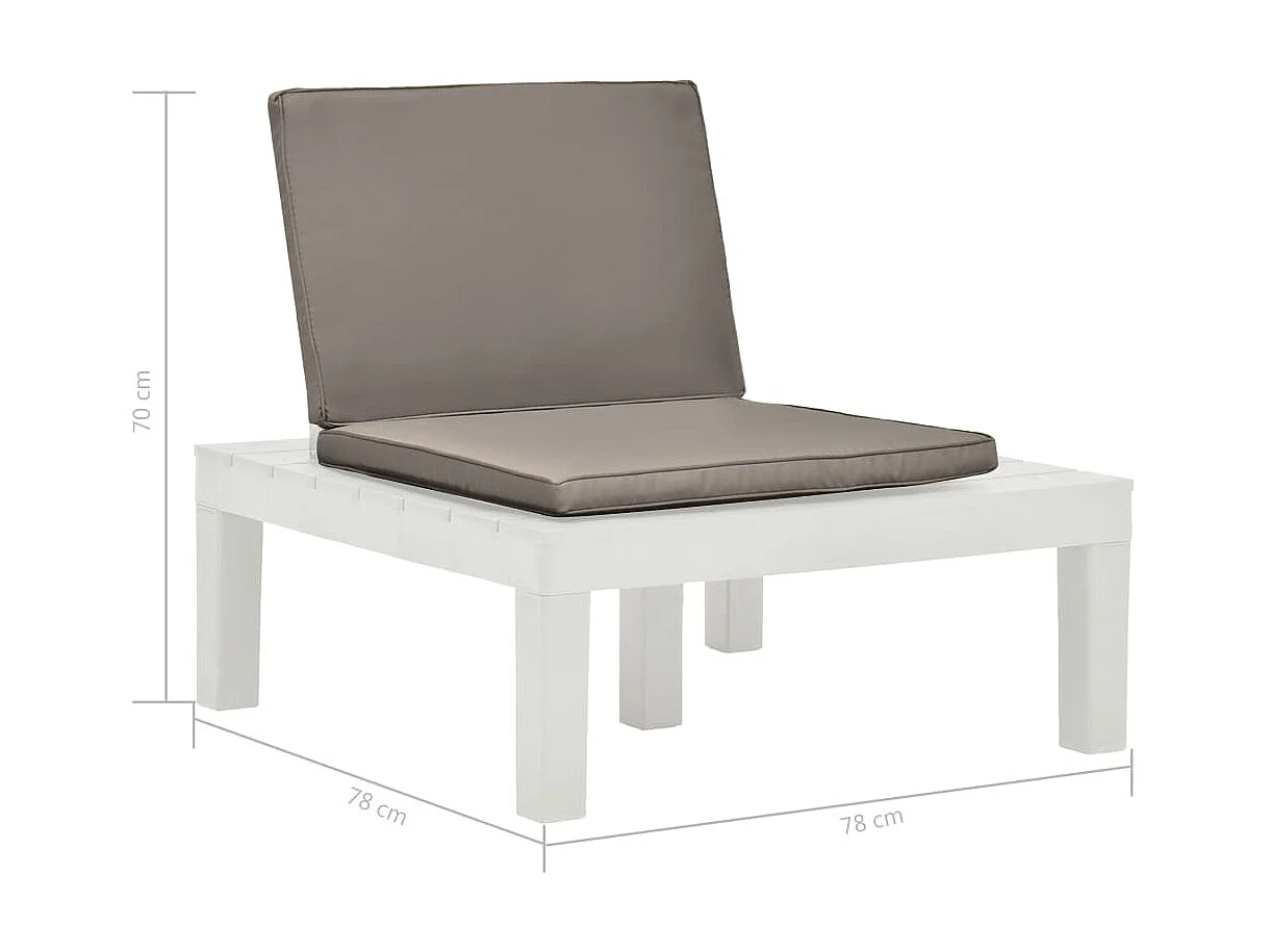 Chaises de salon de jardin et coussins 4 pcs Plastique Blanc