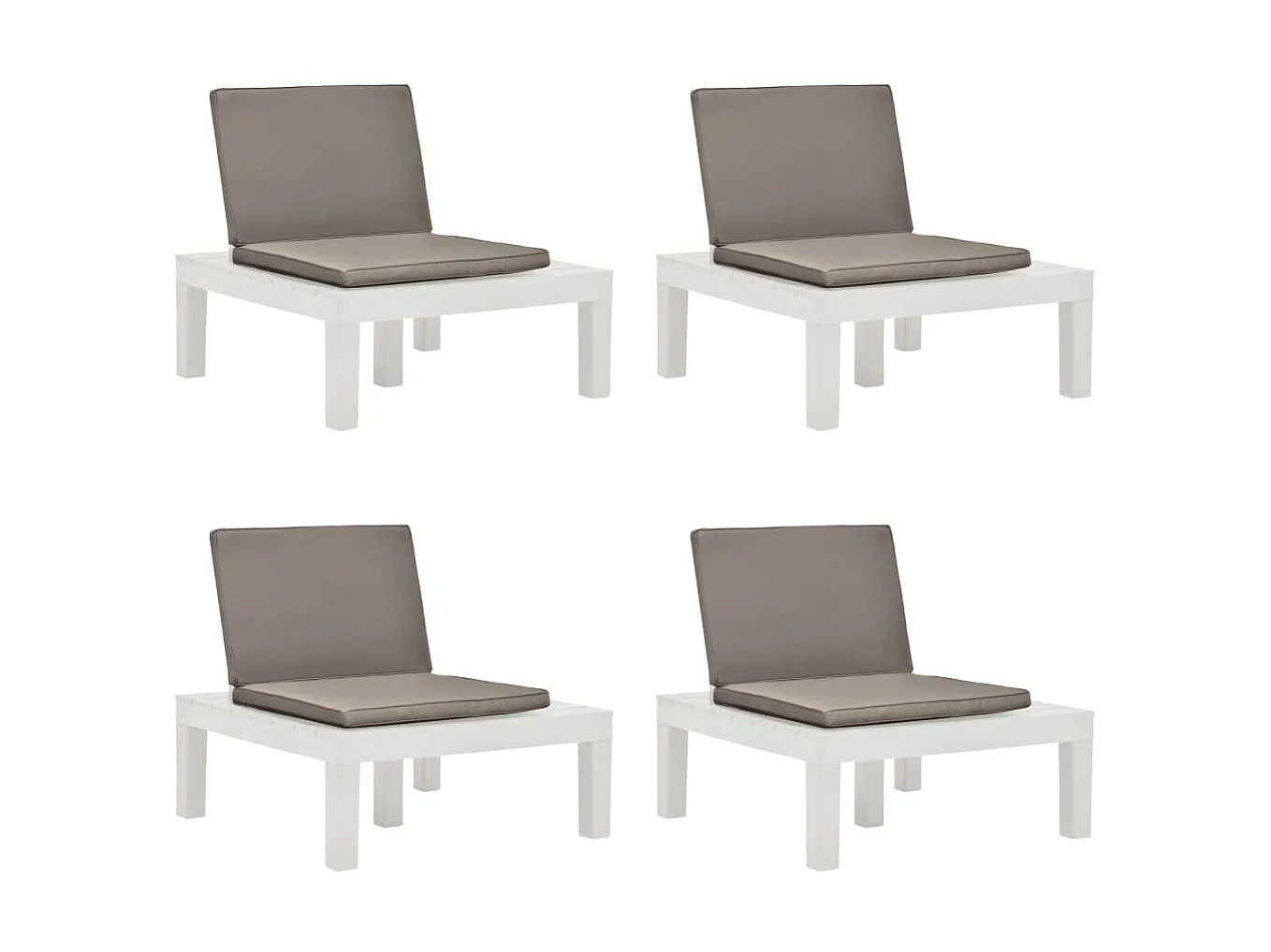 Chaises de salon de jardin et coussins 4 pcs Plastique Blanc