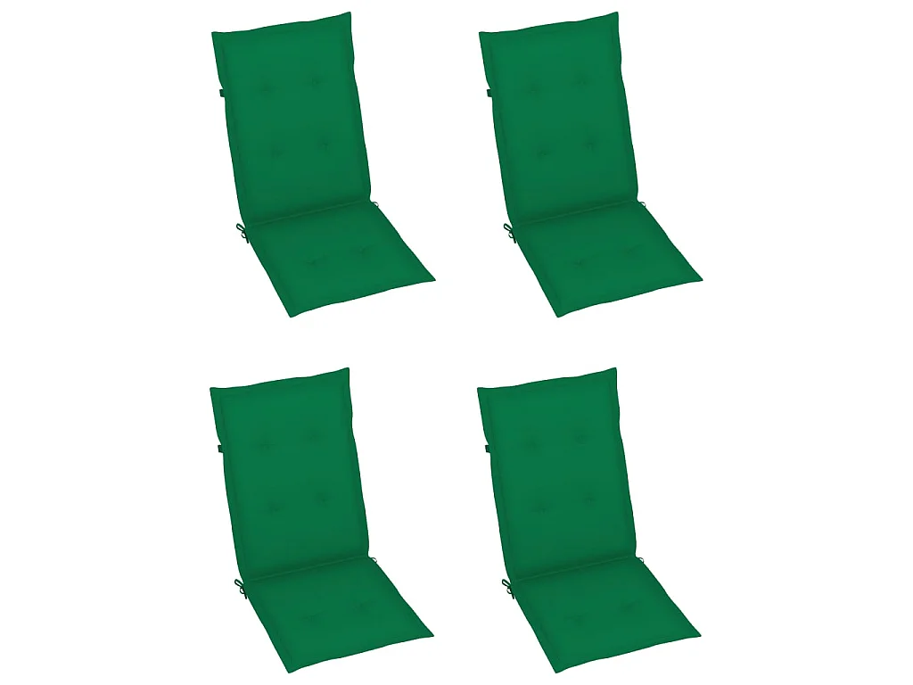 Chaises de jardin 4 pcs avec coussins vert Bois de teck