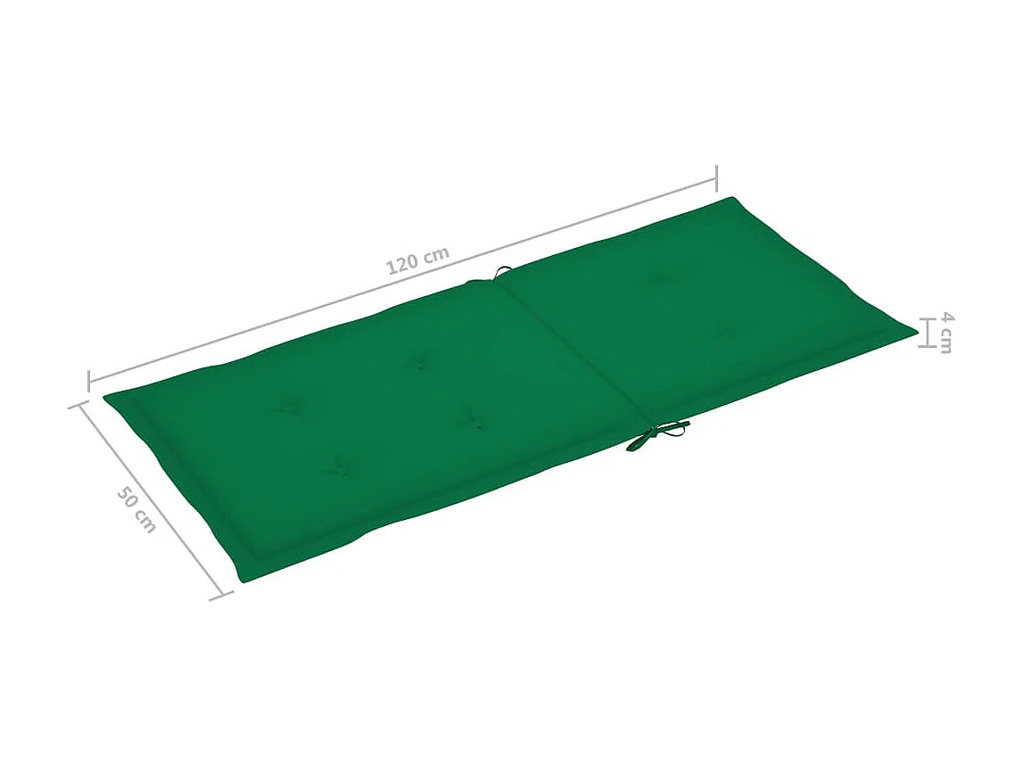 Chaises de jardin 4 pcs avec coussins vert Bois de teck