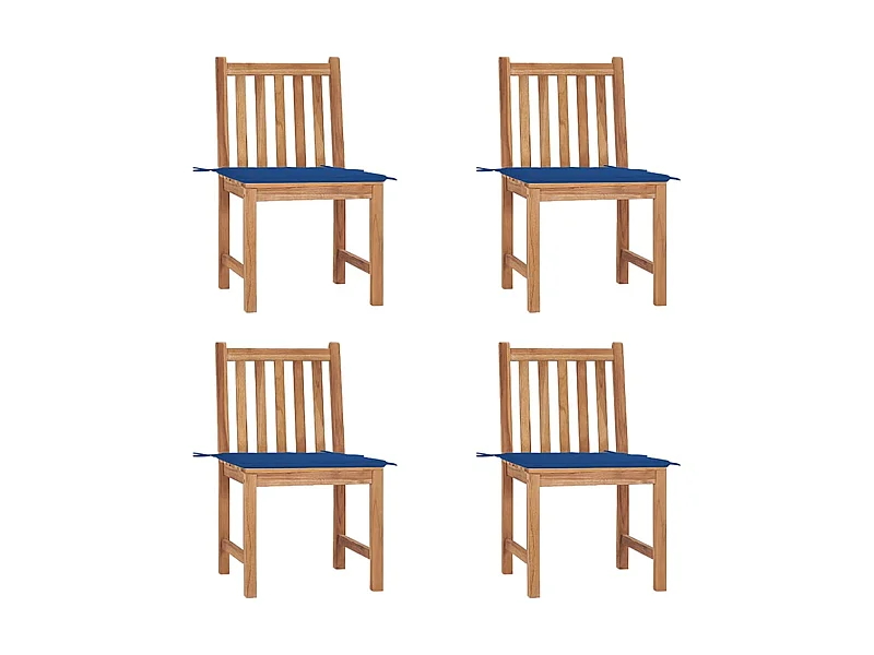 Chaises de jardin 4 pcs avec coussins Bois de teck massif 14