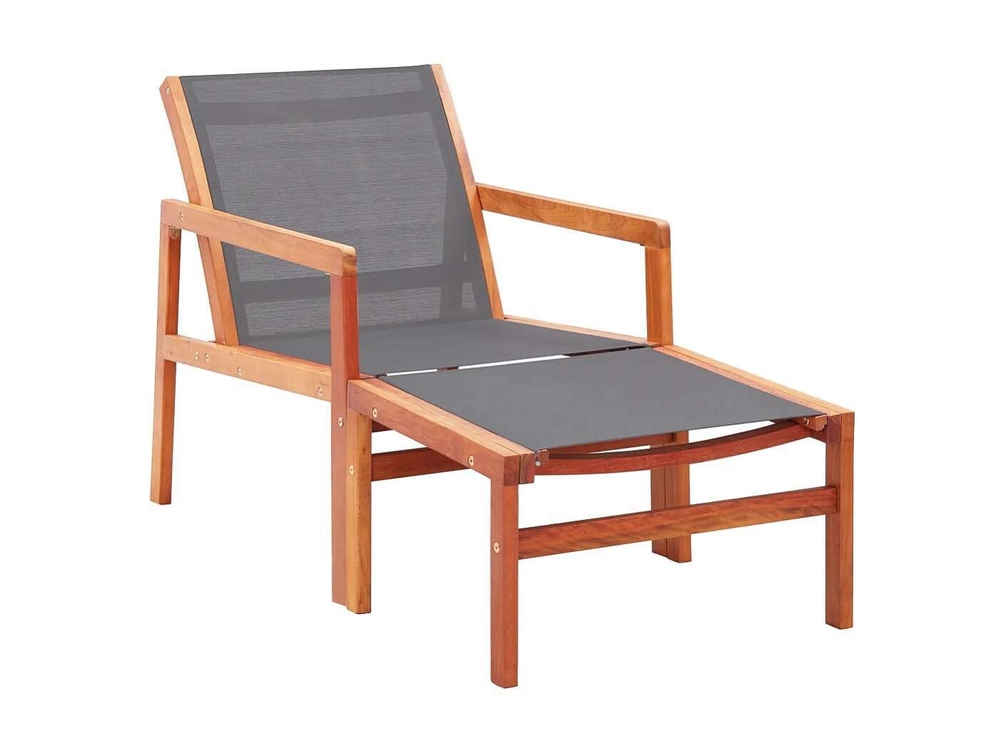 Chaise de jardin et repose-pied Gris Eucalyptus et textilène