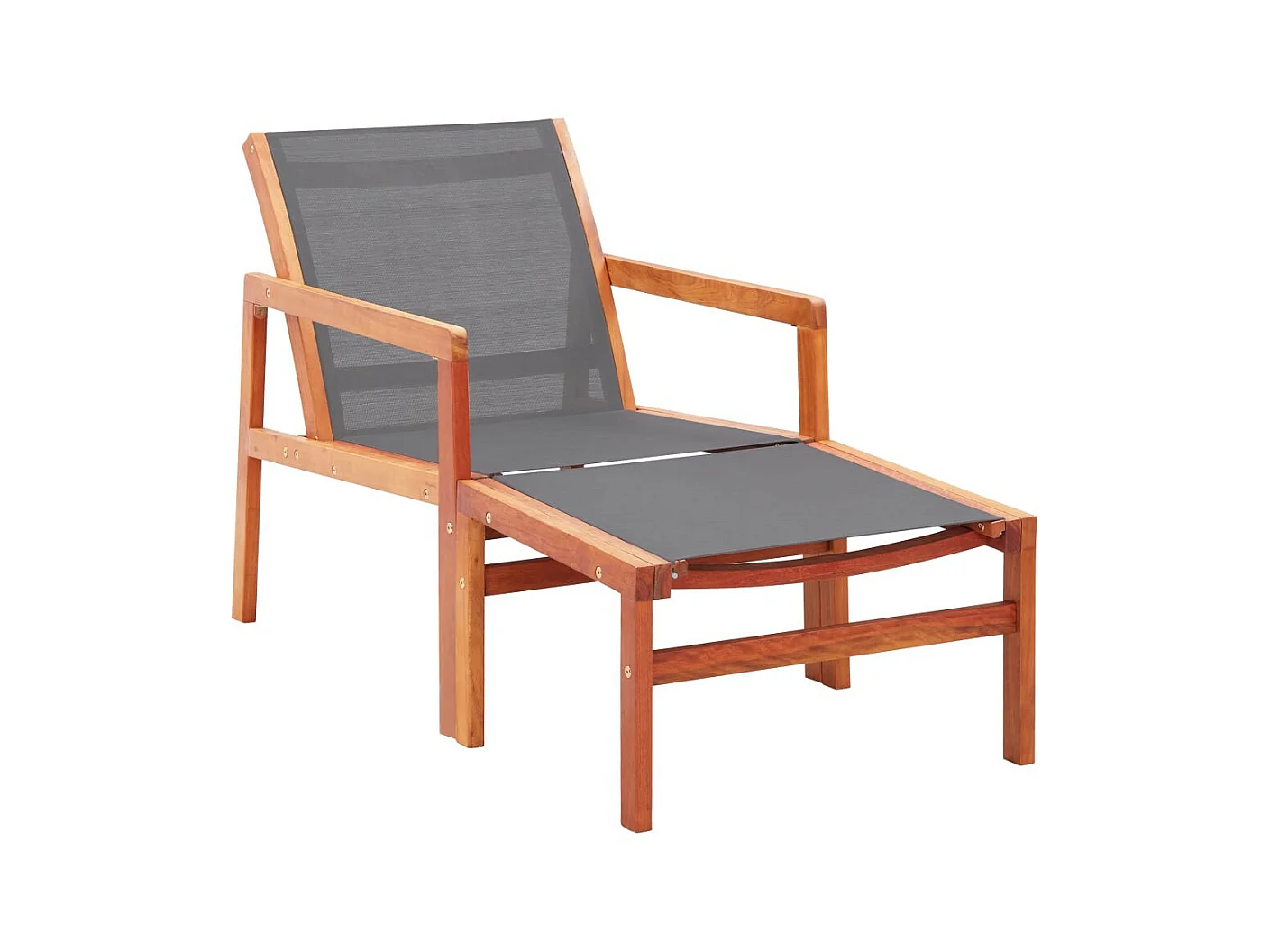 Chaise de jardin et repose-pied Gris Eucalyptus et textilène