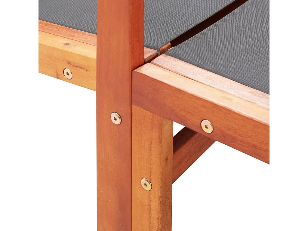 Chaise de jardin et repose-pied Gris Eucalyptus et textilène