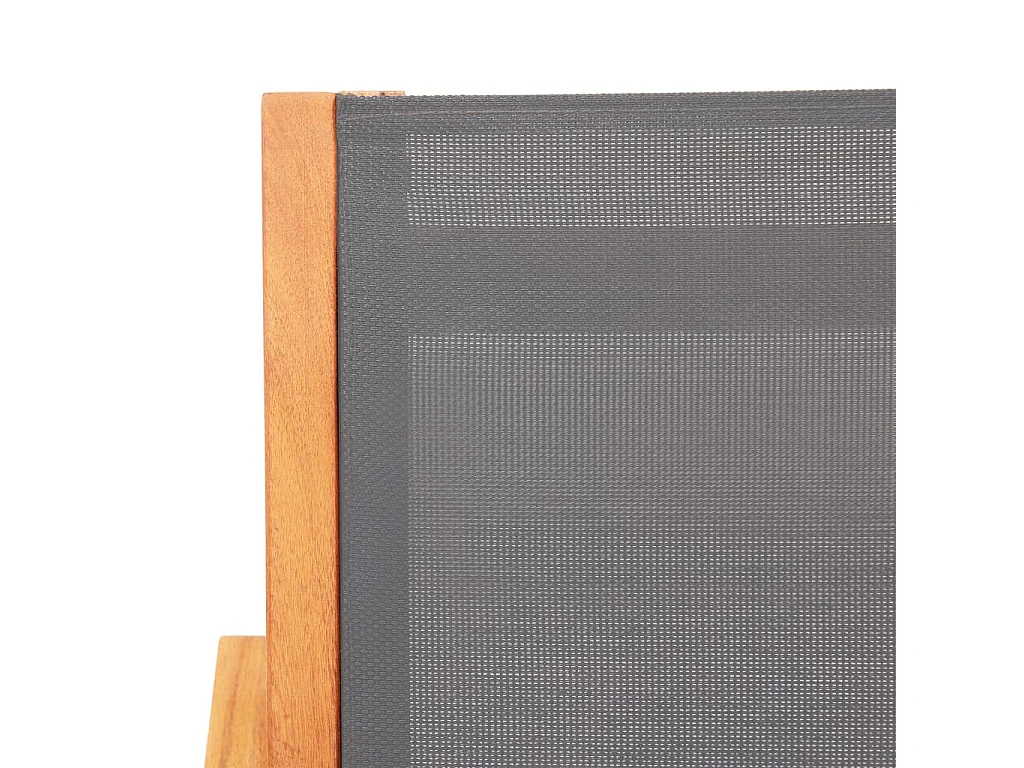 Chaise de jardin et repose-pied Gris Eucalyptus et textilène