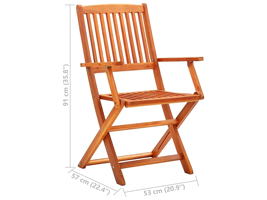 Chaises de jardin pliables 8 pcs Bois d'eucalyptus massif