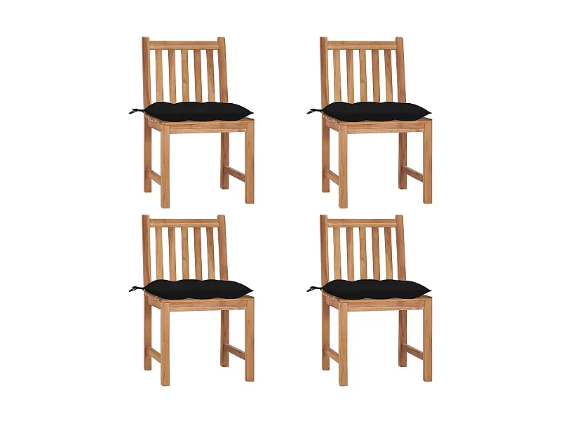 Chaises de jardin 4 pcs avec coussins Bois de teck massif 20