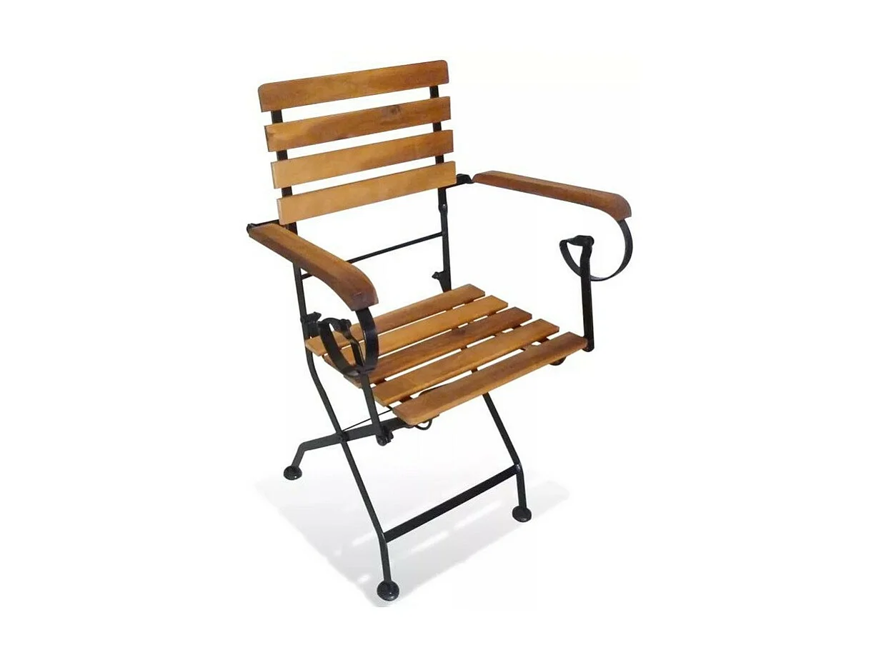 Chaise de jardin acacia massif foncé et métal Siori - Lot de 2