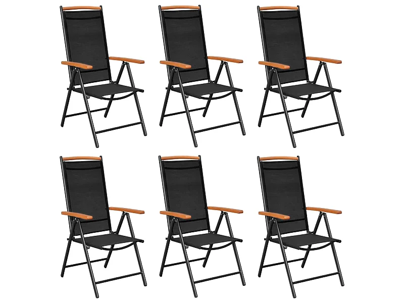 Chaises de jardin pliables 6 pcs Textilène Noir 3