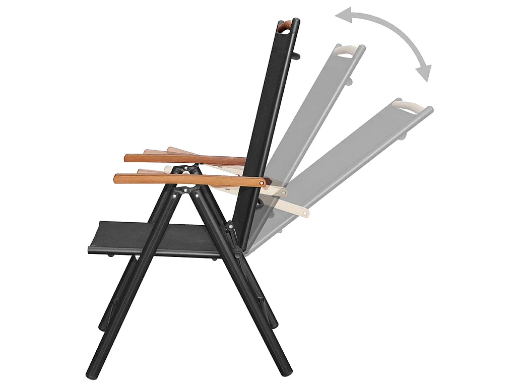 Chaises de jardin pliables 6 pcs Textilène Noir 3