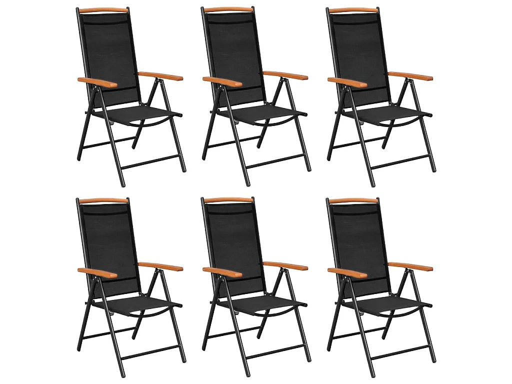 Chaises de jardin pliables 6 pcs Textilène Noir 3