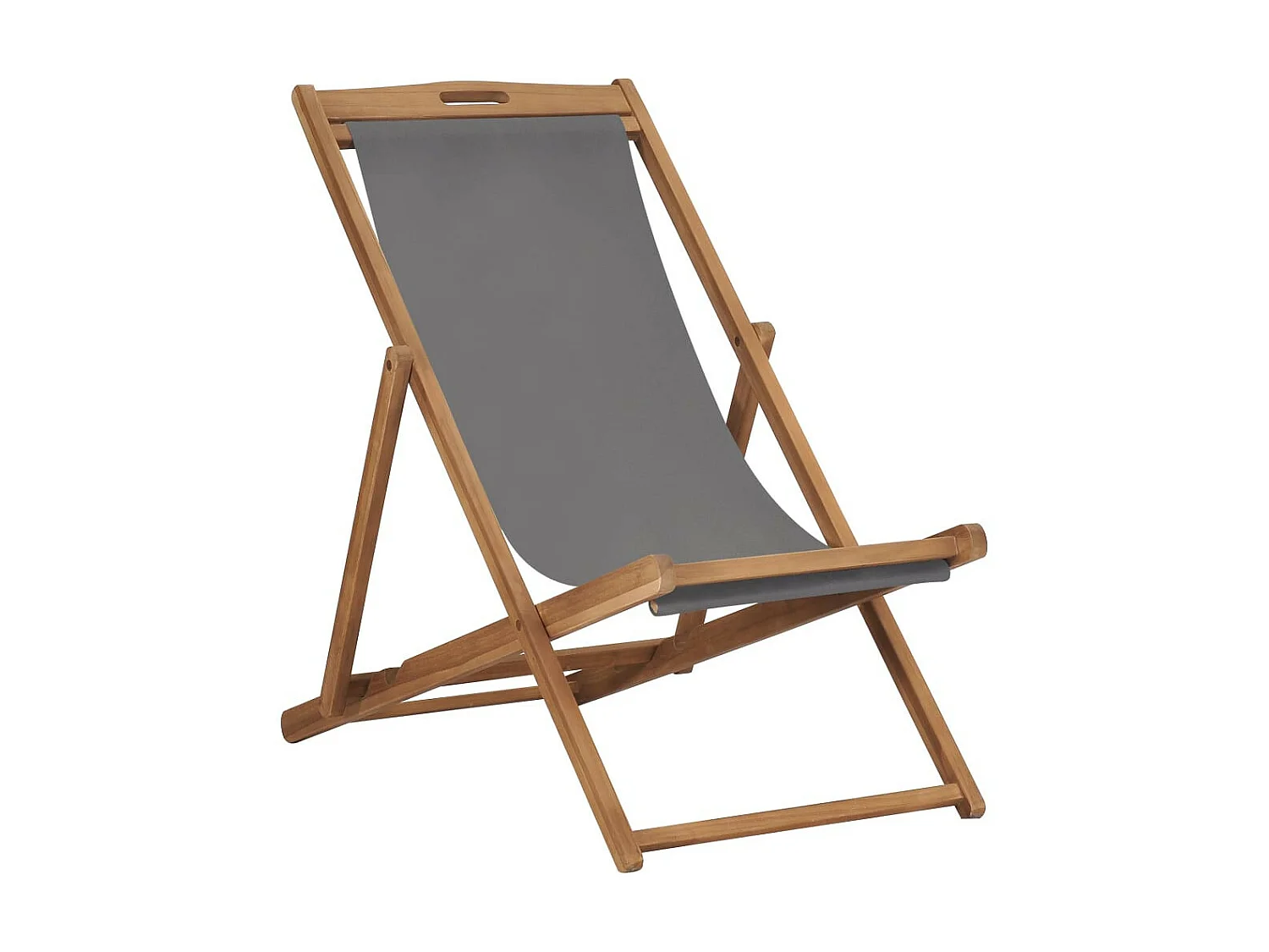 Chaise de plage pliable Bois de teck solide Gris