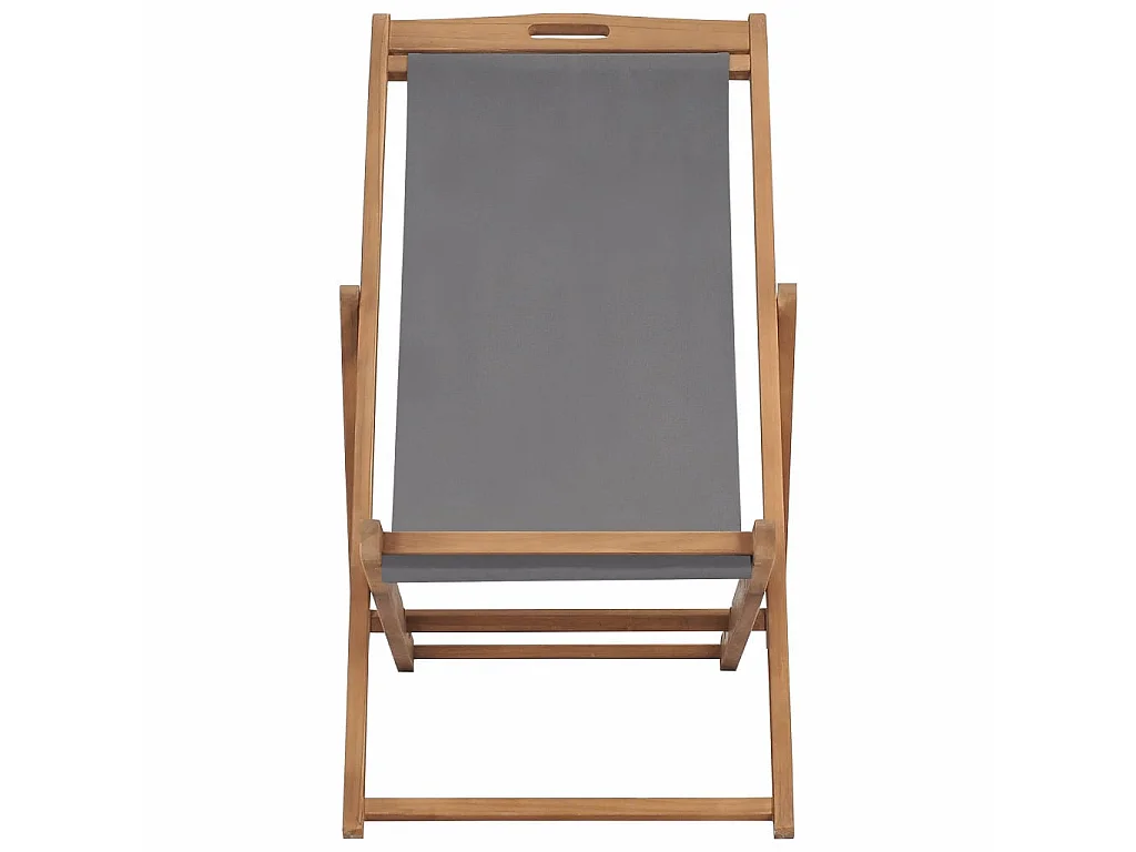 Chaise de plage pliable Bois de teck solide Gris
