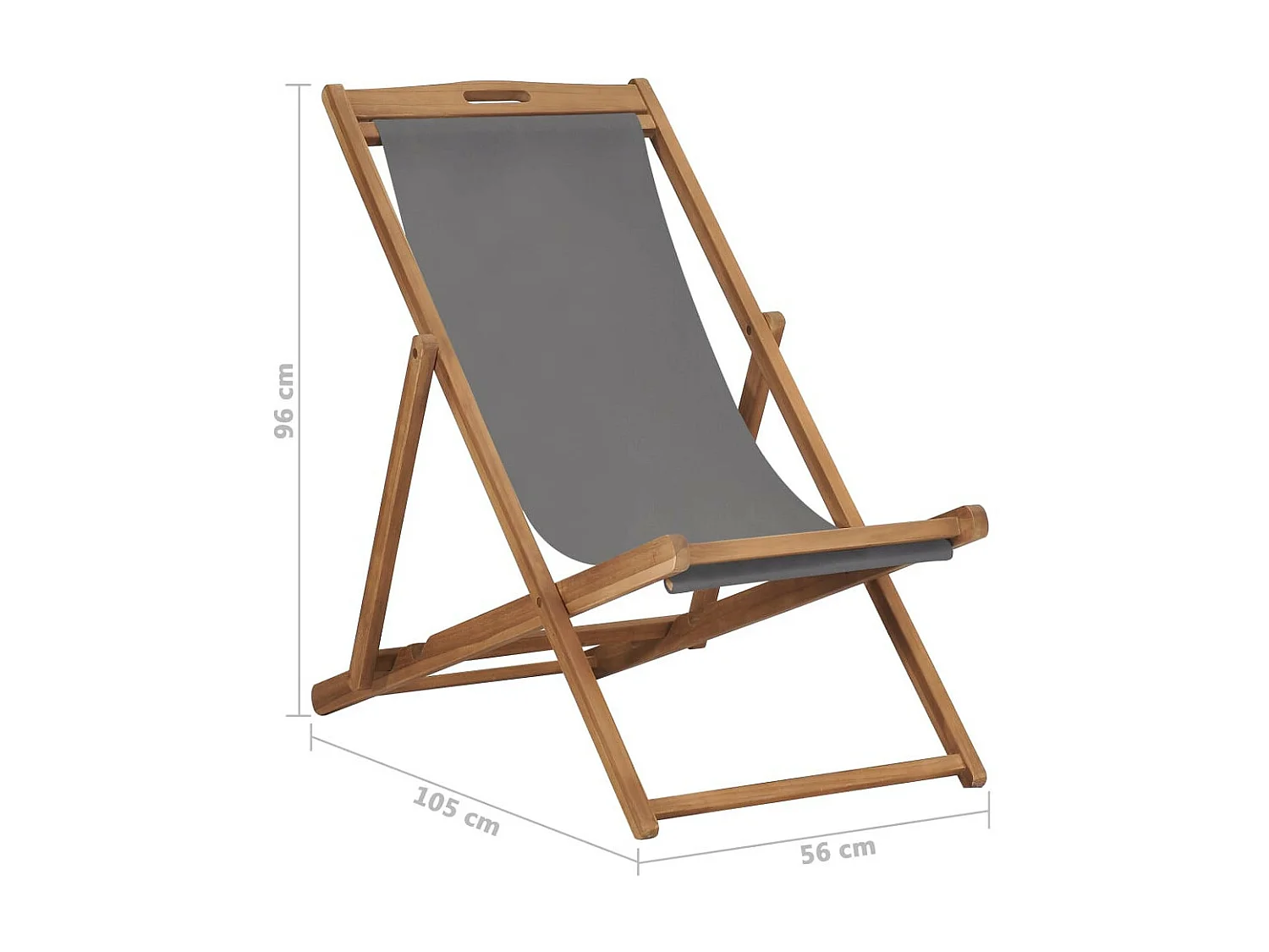 Chaise de plage pliable Bois de teck solide Gris