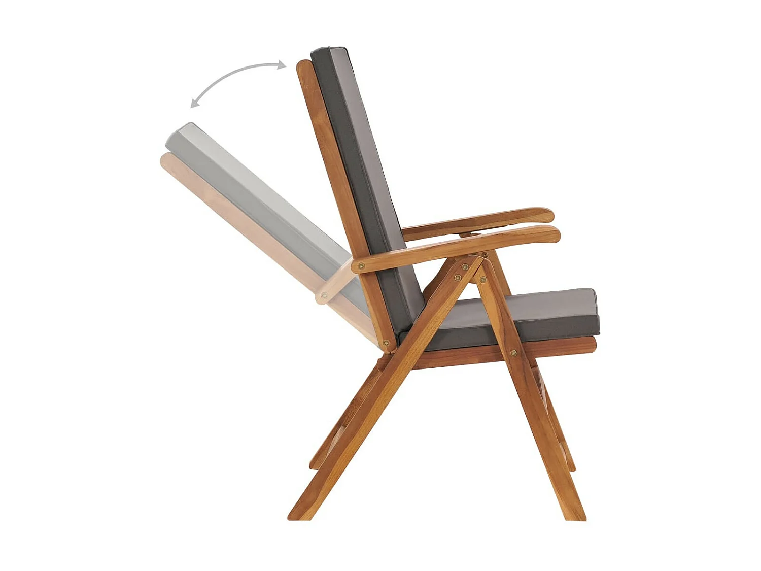 Chaises inclinables 2 pcs avec coussins Teck solide Gris