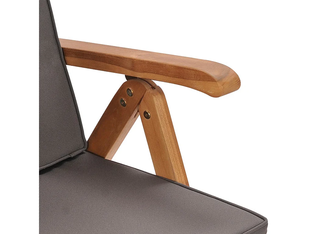 Chaises inclinables 2 pcs avec coussins Teck solide Gris